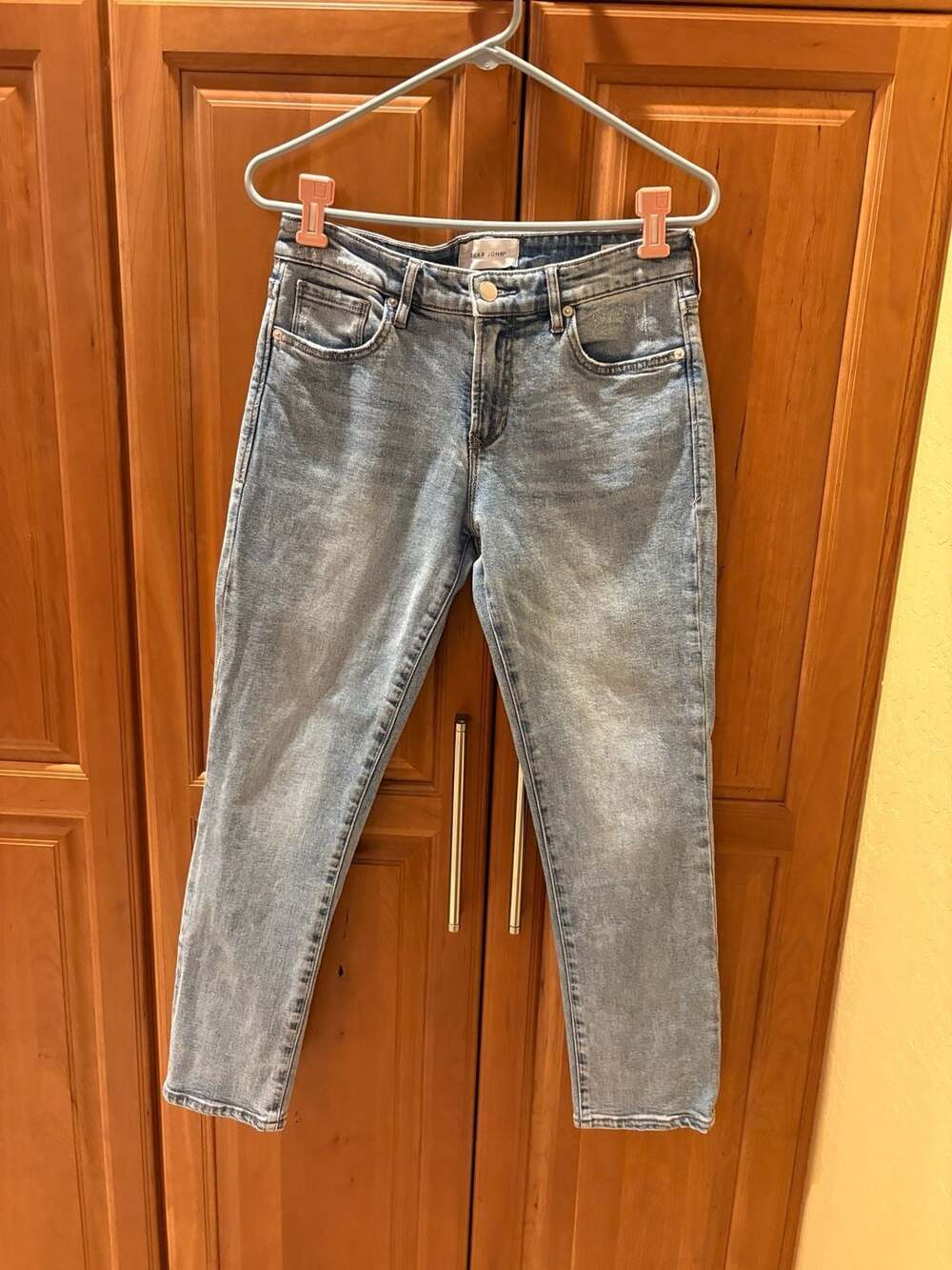 Dear John Blaire Straight Light Wash Distressed Denim Jeans Size 28